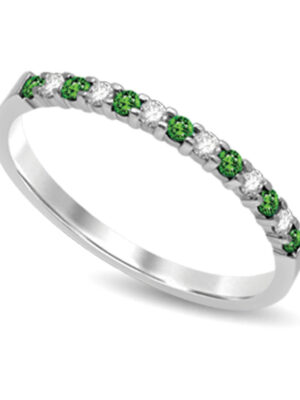 14K White Gold 1/4 Ctw Tsavorite & Diamond Machine Band