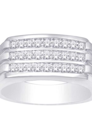 10K White Gold 1/2 Ct.Tw. Diamond Mens Fashion Ring