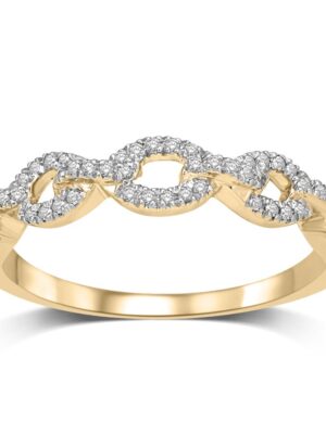 14K Yellow Gold 1/6 Ct.Tw.Diamond Stackable Band