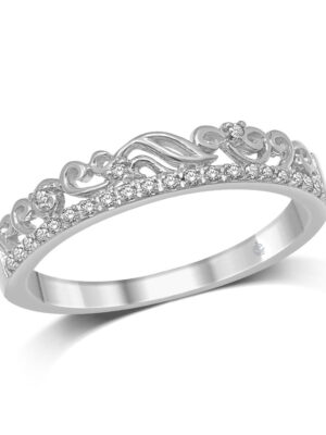14K White Gold 1/20 Ct.Tw.Diamond Stackable Band