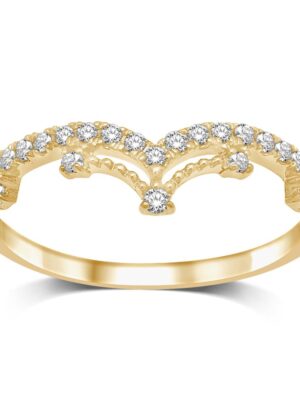 14K Yellow Gold 1/5 Ct.Tw.Diamond Stackable Band