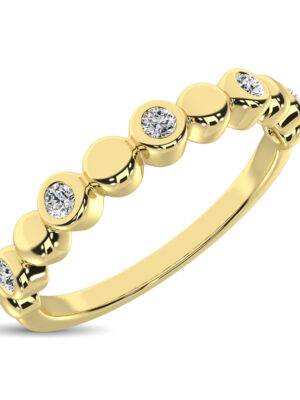 14K Yellow Gold 1/20 Ct.Tw.Diamond Stackable Band
