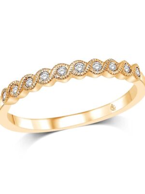14K Yellow Gold 1/10 Ct.Tw. Diamond Stackable Band