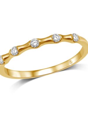 14K Yellow Gold 1/8 Ct.Tw. Diamond Stackable Band