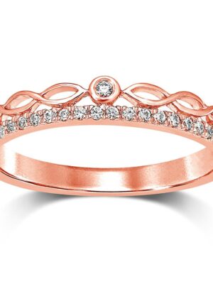 14K Rose Gold 1/10 Ct.Tw.Diamond Stackable Band