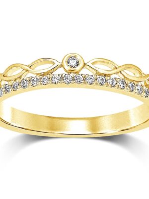 14K Yellow Gold 1/10 Ct.Tw.Diamond Stackable Band