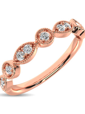 14K Rose Gold 1/8 Ct.Tw.Diamond Stackable Band