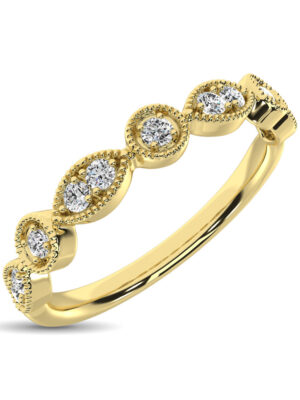14K Yellow Gold 1/8 Ct.Tw.Diamond Stackable Band