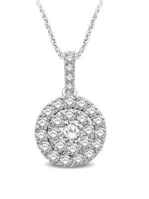 14K White Gold 1/2 Ctw Invisible Diamond Fashion Pendant