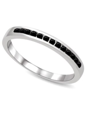 14K White Gold 1/6 Ctw Black Diamond Machine Band