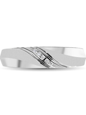 Ladies Diamond Accent Wedding Band in 10K White Gold