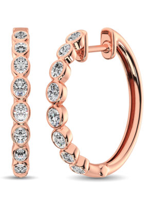 10K Rose Gold 1/3 Ct.Tw. Diamond Hoop Earrings