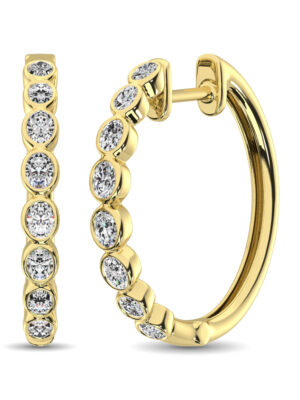 14K Yellow Gold 1/3 Ct.Tw. Diamond Hoop Earrings