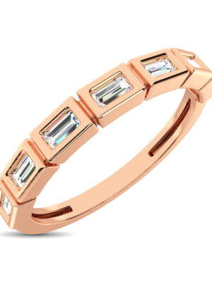 14K Rose Gold 1/4 Ct.Tw. Diamond Straight Buggete Stackable Band