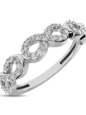 14K White Gold 1/4 Ct.Tw. Diamond Open Frame Stackable Band