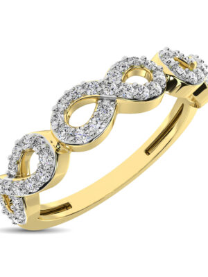 14K Yellow Gold 1/4 Ct.Tw. Diamond Open Frame Stackable Band