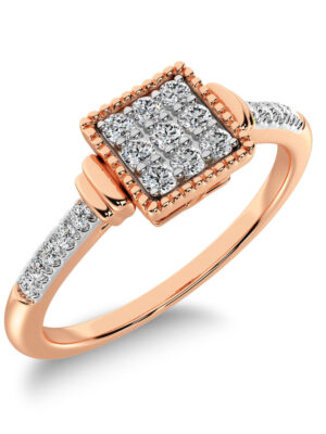 10K Rose Gold 1/6 Ctw Diamond Square Frame Ring