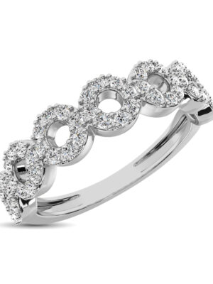 14K White Gold 1/3 Ct.Tw. Diamond 7 Station Stackable Band