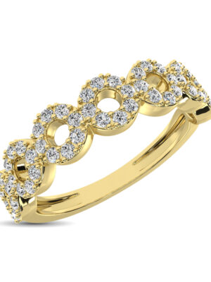 14K Yellow Gold 1/3 Ct.Tw. Diamond 7 Station Stackable Band