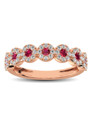 14K Rose Gold 5/8 Ct.Tw. Diamond & Ruby Stackable Band