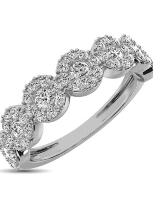 14K White Gold 5/8 Ct.Tw. Diamond Round Frame Stackable Band