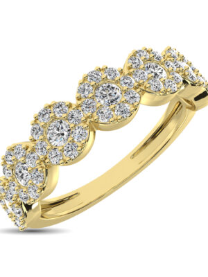 14K Yellow Gold 5/8 Ct.Tw. Diamond Round Frame Stackable Band