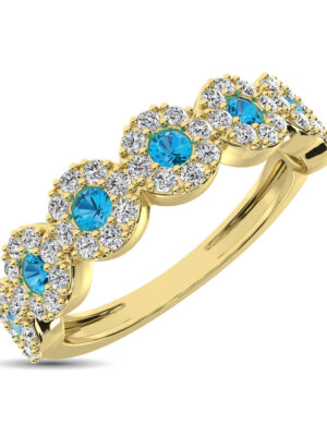 14K Yellow Gold 5/8 Ct.Tw. Diamond & Blue Sapphire Stackable Band