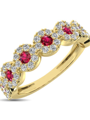 14K Yellow Gold 5/8 Ct.Tw. Diamond & Ruby Stackable Band