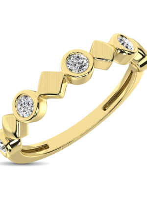 14K Yellow Gold 1/6 Ct.Tw. Diamond Bezel Set Stackable Band