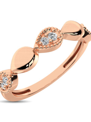 14K Rose Gold 1/20 Ct.Tw. Diamond Pear Shape Stackable Band
