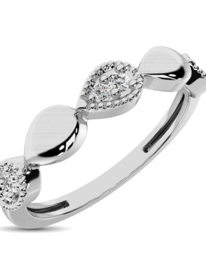 14K White Gold 1/20 Ct.Tw. Diamond  Pear Shape Stackable Band