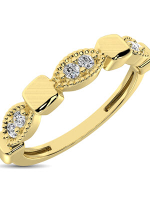 14K Yellow Gold 1/10 Ct.Tw. Diamond Stackable Band