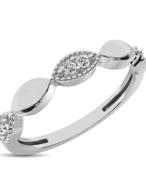 14K White Gold 1/10 Ct.Tw. Diamond Marquise Shape Stackable Band