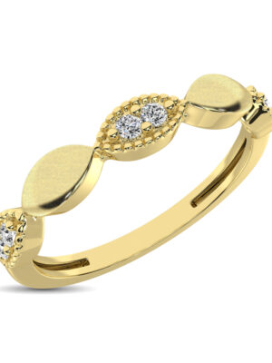 14K Yellow Gold 1/10 Ct.Tw. Diamond Marquise Shape Stackable Band