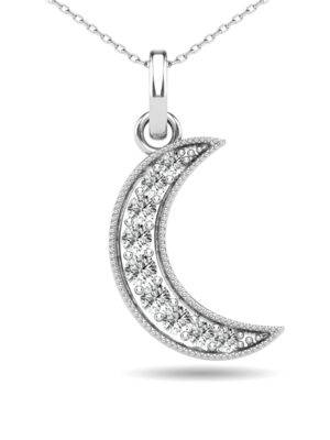 Diamond 1/10 Ct.Tw. Crescent Moon Pendant in 10K White Gold