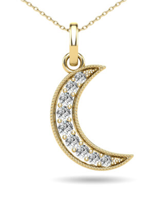 Diamond 1/10 Ct.Tw. Crescent Moon Pendant in 10K Yellow Gold