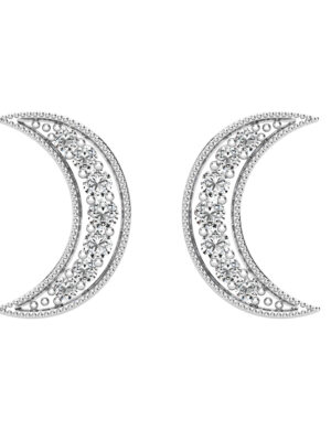 Diamond 1/6 Ct.Tw. Crescent Moon Earrings in 10K White Gold
