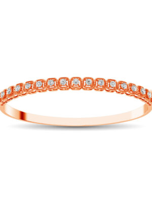 14K Rose Gold Diamond 1 Ct.Tw. Bangle With Milgrain Details