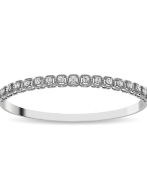 14K White Gold Diamond 1 Ct.Tw. Bangle With Milgrain Details