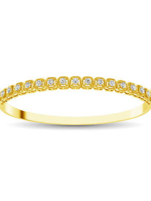 14K Yellow Gold Diamond 1 Ct.Tw. Bangle With Milgrain Details