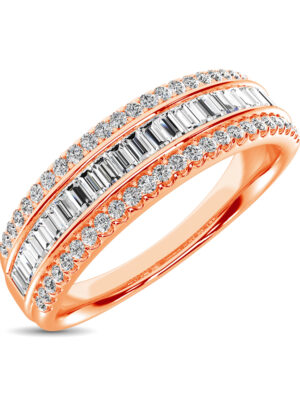 14K Rose Gold Round and Baguette Diamond 2/5 Ct.Tw. Anniversary Band