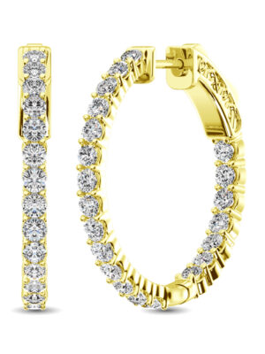 10K Yellow Gold Diamond 1/2 Ct.Tw. In and Out Hoop Earrings
