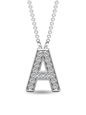 Diamond 1/20 Ct.Tw. Letter A Pendant in 10K White Gold””