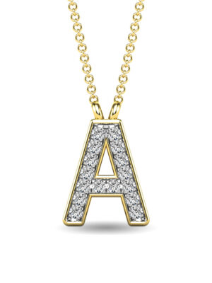 Diamond 1/20 Ct.Tw. Letter A Pendant in 10K Yellow Gold””