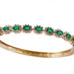 EFFY 14K YELLOW GOLD DIAMOND,NATURAL EMERALD BANGLE