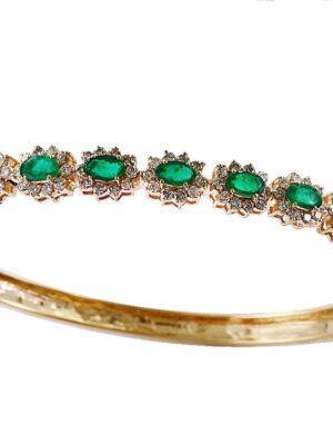 EFFY 14K YELLOW GOLD DIAMOND,NATURAL EMERALD BANGLE