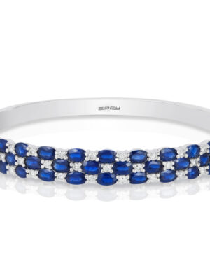 Effy 14K White Gold Diamond,Natural Sapphire Bangle
