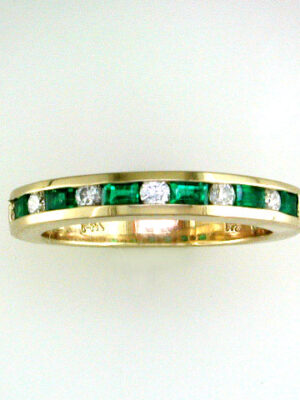 EFFY 14K YELLOW GOLD DIAMOND,NATURAL EMERALD RING