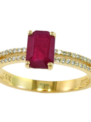 EFFY 14K YELLOW GOLD DIAMOND,NATURAL RUBY RING