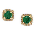 Effy 14K Yellow Gold Diamond,Natural Emerald Earrings